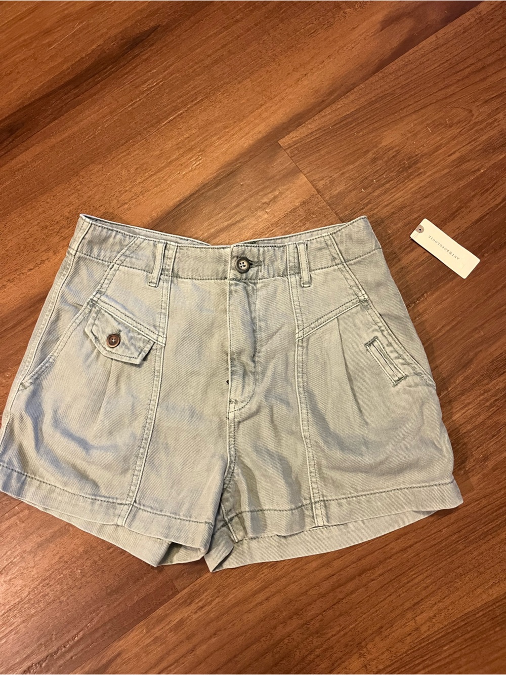 Anthropologie Light Blue Denim Utility Shorts